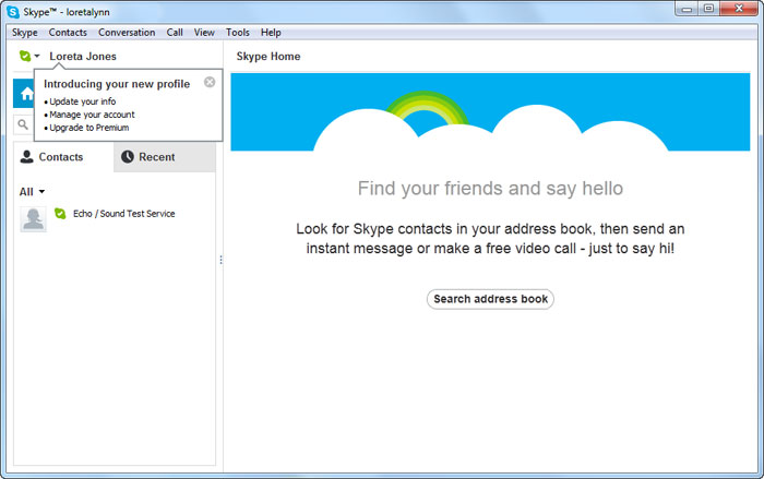 Skype Setup Page